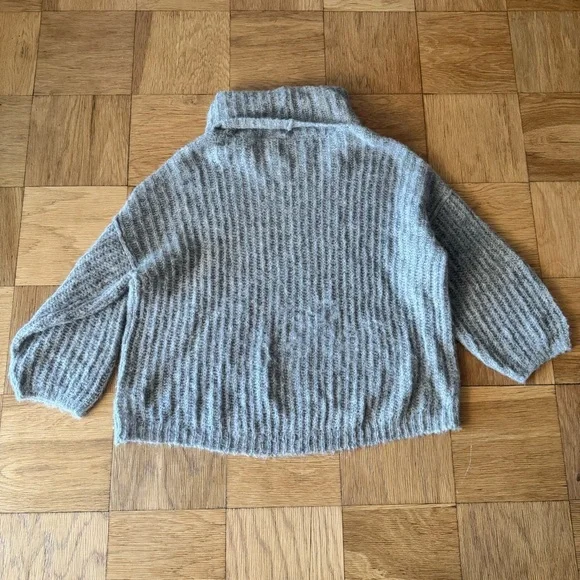 Free People Revolve Small Laverne Tunic Alpaca Sweater Gray Oversize Turtleneck - Picture 3 of 8